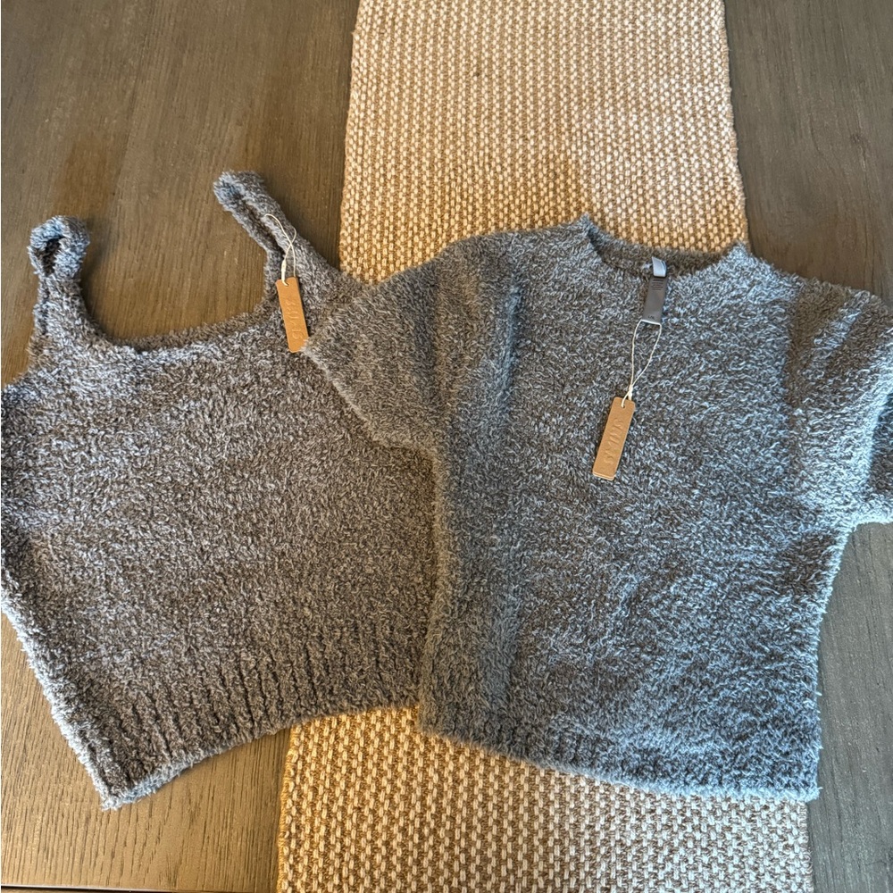 NWT Skims Cozy Gray Knit Sweater and Tank Set